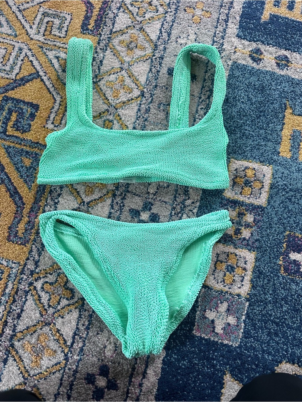 Hunza G Mint Green Textured Bikini Set